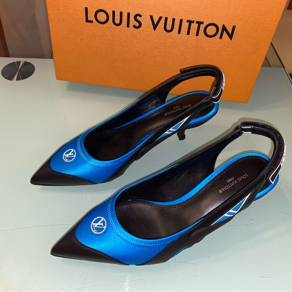 Louis Vuitton Women's Blue and Black Slingback Heels - Picture 1 of 1
